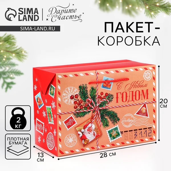 Подарочный новогодний пакет для упаковки подарка