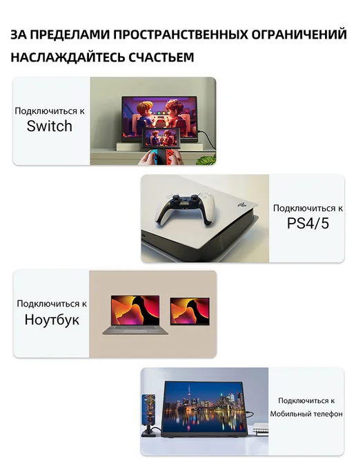 ZSUS Портативный монитор 16 дюйма 60 Гц 1220P черный, черный, фото 5