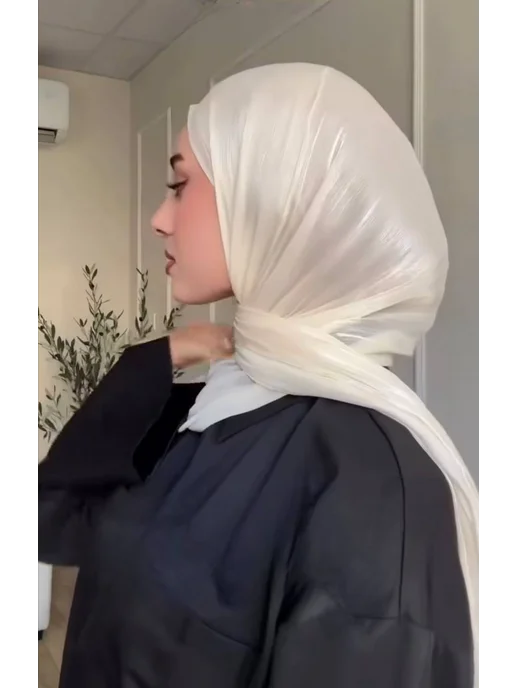 Хиджаб готовый шейла с пришитой шапкой мусульманский, белый, фото 2