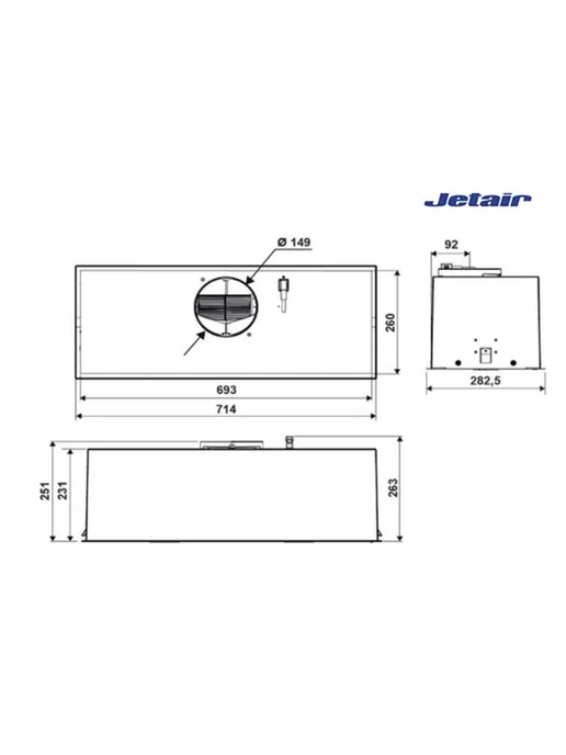 Jetair Вытяжка встраиваемая PLANE LUX BL MAT A 72, черный, фото 6