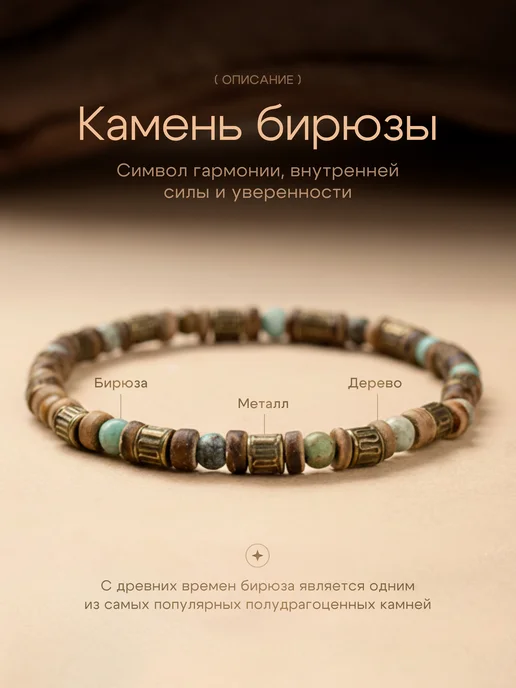 Holygems Браслет из натуральных камней бирюза ручная работа, голубой, фото 2