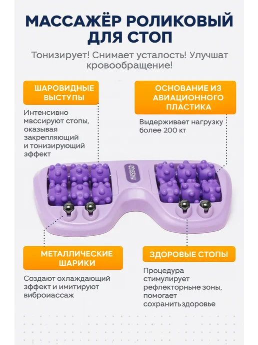 Массажер роликовый для стоп, фиолетовый, фото 5