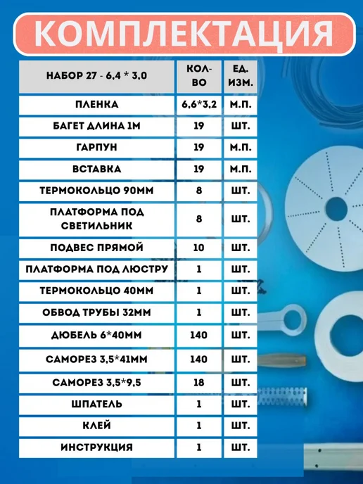 Шик& Матовый натяжной потолок без нагрева Набор №27 1 640х300, 640x300, фото 2