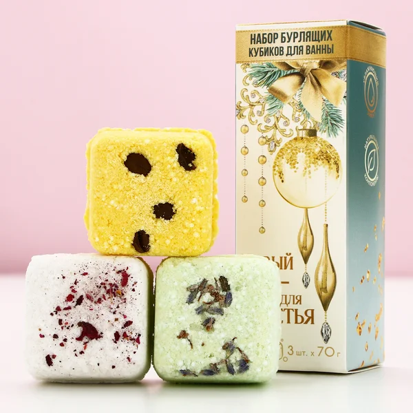 Бомбочки для ванны с добавками, аромат ель, 3×70 г