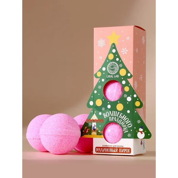 Бомбочки для ванны, аромат малиновый пирог, 3×120 г
