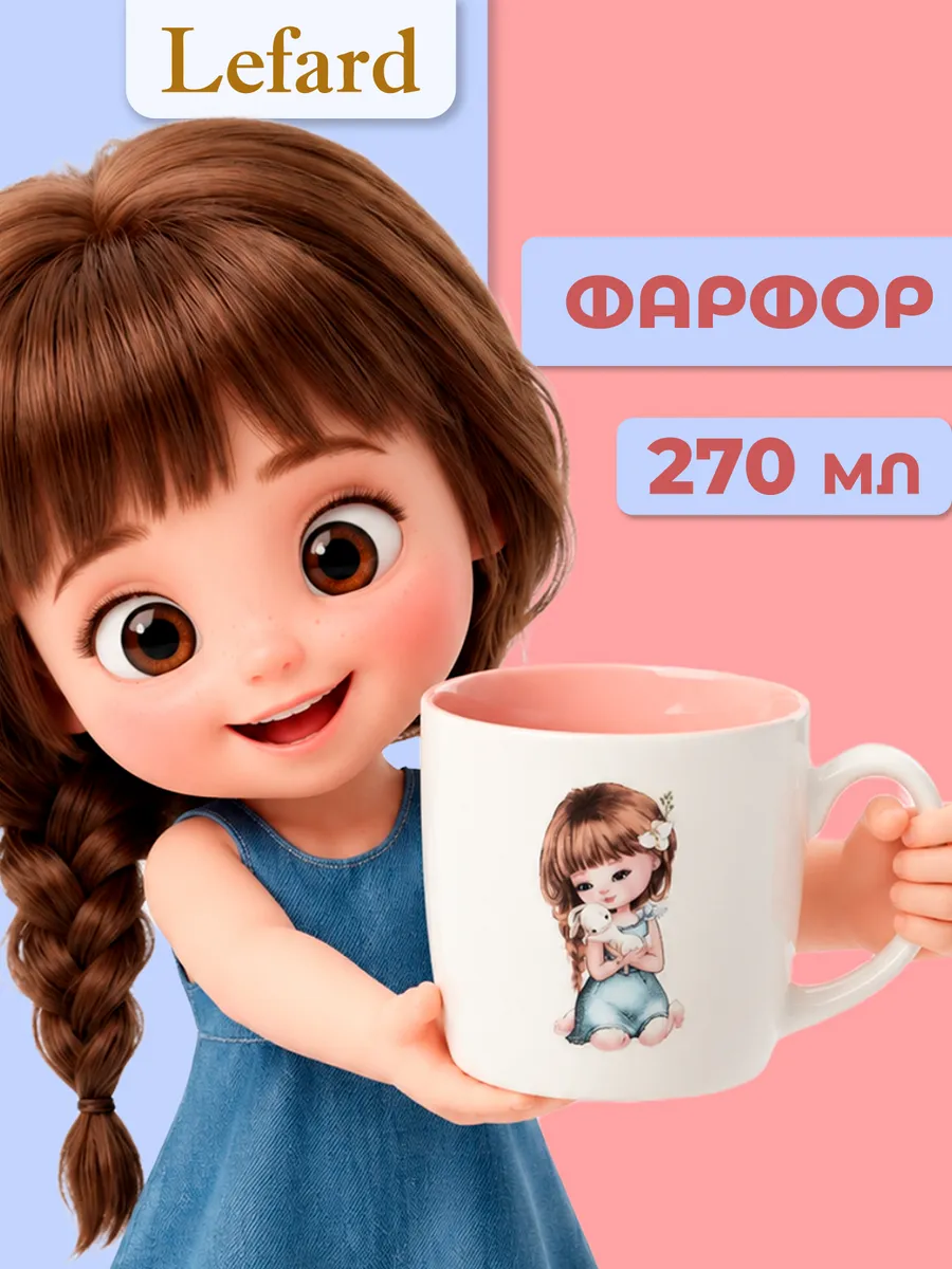 Кружка 270 мл для чая детская "Хорошая девочка" фарфоровая