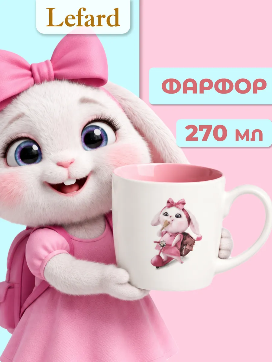 Кружка 270 мл для чая детская "Сластена" фарфоровая
