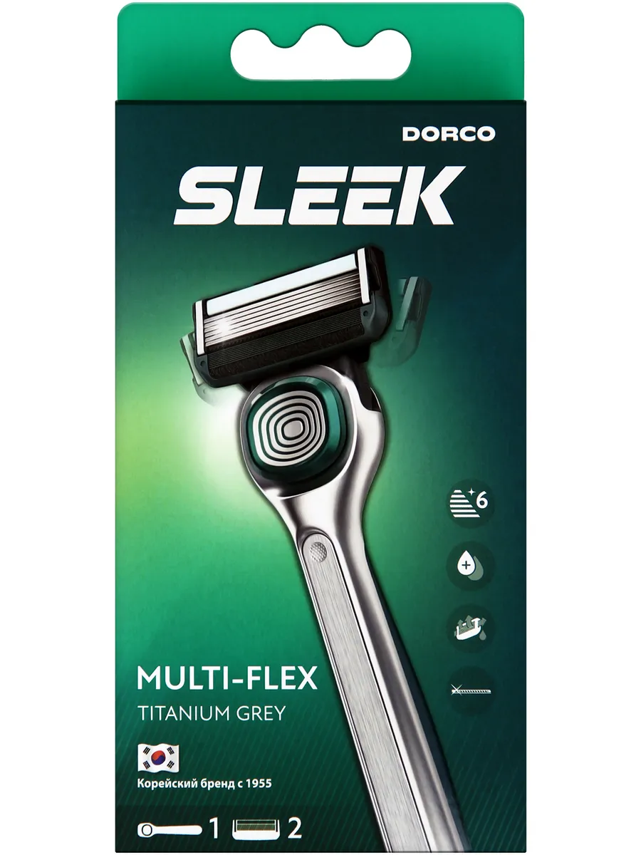 Sleek Бритва (1 станок, 2 кассеты), 6 лезвий + триммер