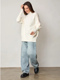 МОДАМА Свитер оверсайз кашемировый с воротником стойка - фото 13