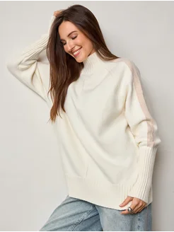 МОДАМА Свитер оверсайз кашемировый с воротником стойка - фото 14