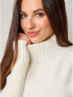 МОДАМА Свитер оверсайз кашемировый с воротником стойка - фото 15