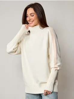 МОДАМА Свитер оверсайз кашемировый с воротником стойка - фото 17