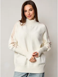 МОДАМА Свитер оверсайз кашемировый с воротником стойка - фото 6