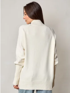 МОДАМА Свитер оверсайз кашемировый с воротником стойка - фото 7