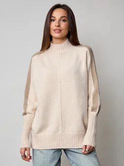 МОДАМА Свитер оверсайз кашемировый с воротником стойка - фото 16