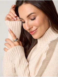 МОДАМА Свитер оверсайз кашемировый с воротником стойка - фото 19