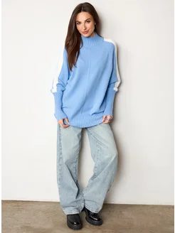 МОДАМА Свитер оверсайз кашемировый с воротником стойка - фото 10