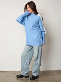 МОДАМА Свитер оверсайз кашемировый с воротником стойка - фото 11