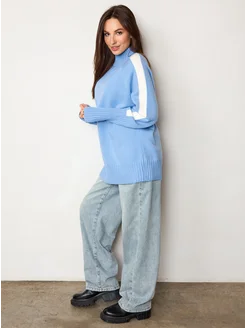 МОДАМА Свитер оверсайз кашемировый с воротником стойка - фото 12