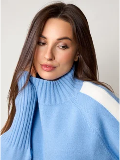 МОДАМА Свитер оверсайз кашемировый с воротником стойка - фото 16