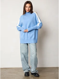 МОДАМА Свитер оверсайз кашемировый с воротником стойка - фото 18