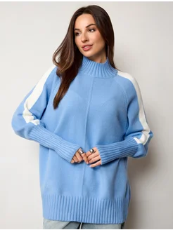 МОДАМА Свитер оверсайз кашемировый с воротником стойка - фото 21