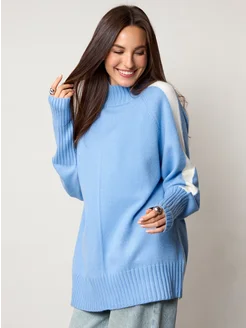 МОДАМА Свитер оверсайз кашемировый с воротником стойка - фото 22