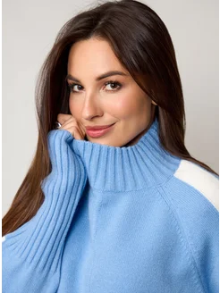 МОДАМА Свитер оверсайз кашемировый с воротником стойка - фото 5