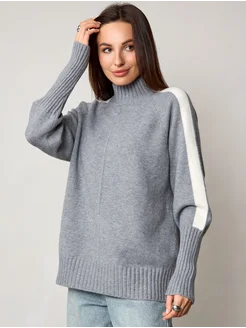 МОДАМА Свитер оверсайз кашемировый с воротником стойка - фото 12