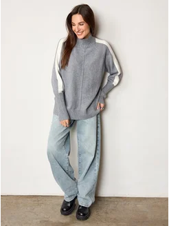 МОДАМА Свитер оверсайз кашемировый с воротником стойка - фото 13