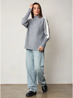 МОДАМА Свитер оверсайз кашемировый с воротником стойка - фото 15