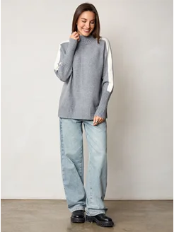 МОДАМА Свитер оверсайз кашемировый с воротником стойка - фото 16