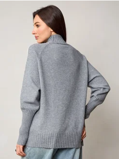 МОДАМА Свитер оверсайз кашемировый с воротником стойка - фото 6