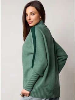 МОДАМА Свитер оверсайз кашемировый с воротником стойка - фото 16