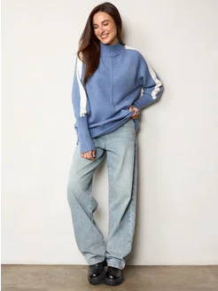 МОДАМА Свитер оверсайз кашемировый удлиненный с воротником стойка - фото 16