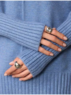 МОДАМА Свитер оверсайз кашемировый удлиненный с воротником стойка - фото 7