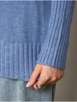 МОДАМА Свитер оверсайз кашемировый удлиненный с воротником стойка - фото 8