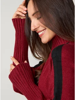 МОДАМА Свитер оверсайз кашемировый с воротником стойка - фото 9