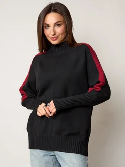 МОДАМА Свитер оверсайз кашемировый с воротником стойка - фото 15