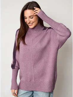 МОДАМА Свитер оверсайз кашемировый с воротником стойка - фото 14