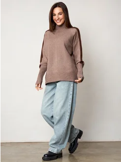 МОДАМА Свитер оверсайз кашемировый с воротником стойка - фото 13