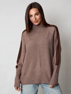 МОДАМА Свитер оверсайз кашемировый с воротником стойка - фото 17