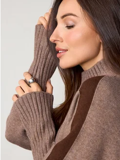 МОДАМА Свитер оверсайз кашемировый с воротником стойка - фото 4