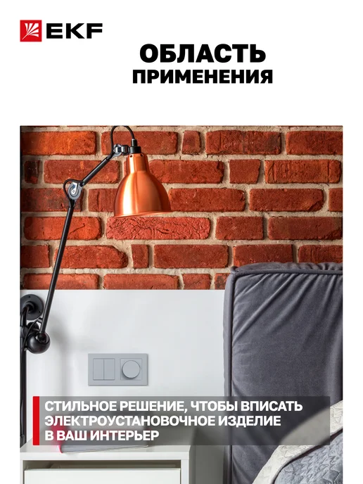EKF Рамка для розетки и выключателя 2 поста Эпика, серый, фото 2