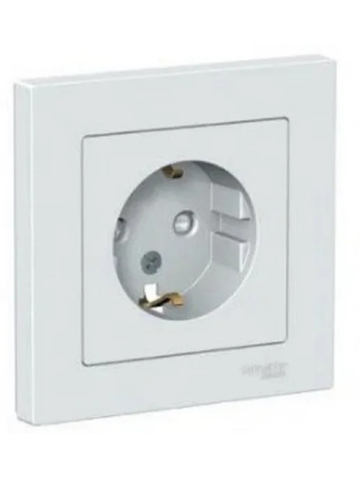 Systeme Electric Розетка черная матовая с Рамкой Schneider Atlas Design, белый, фото 2