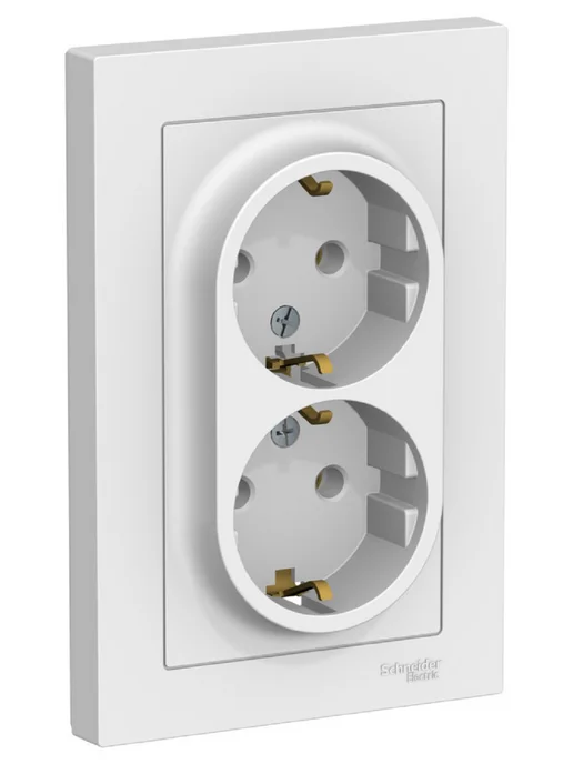 Systeme Electric Розетка двойная белая матовая Atlas Design, белый, фото 2