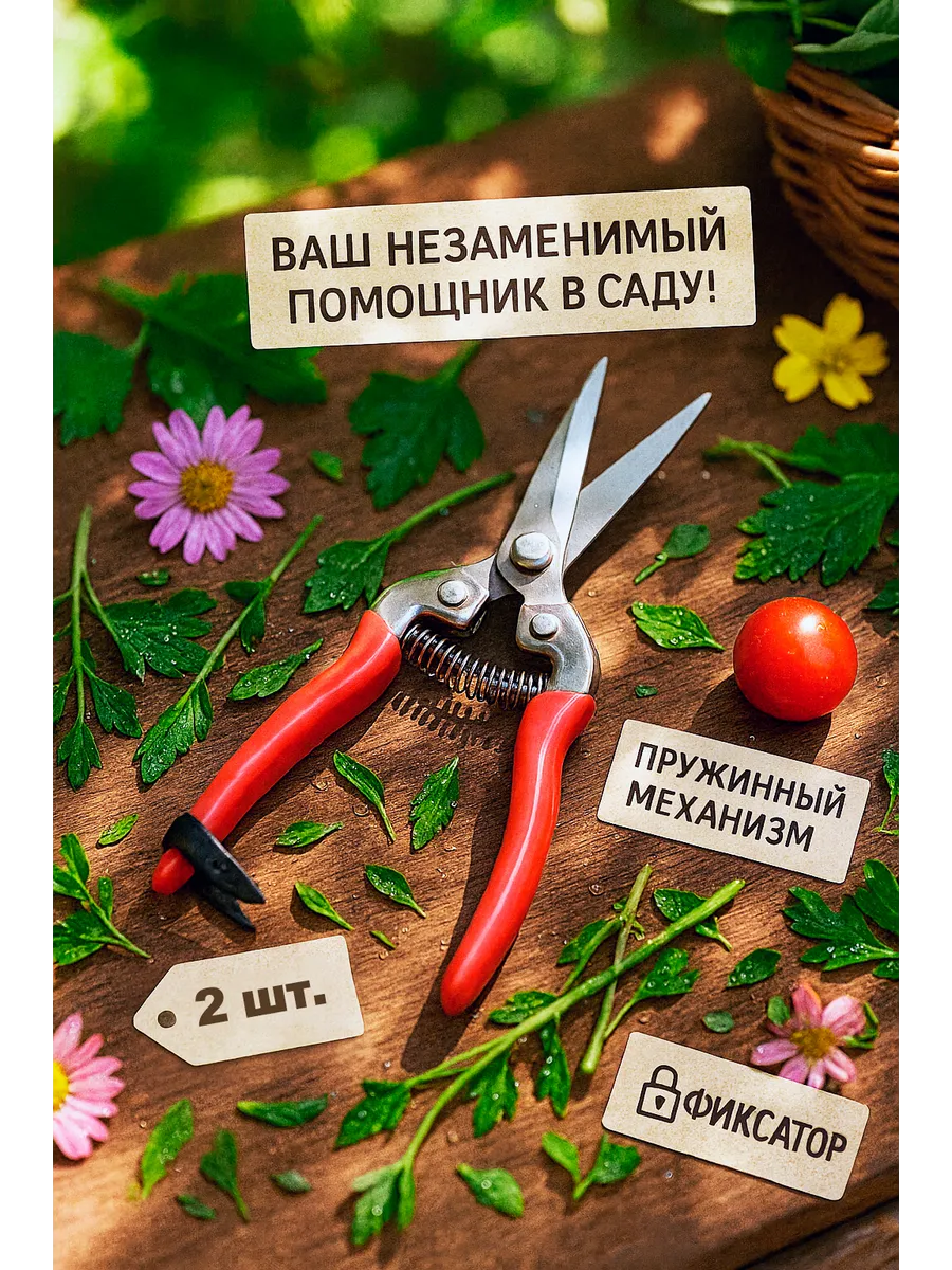 Ножницы садовые для цветов секатор универсальный 2 шт