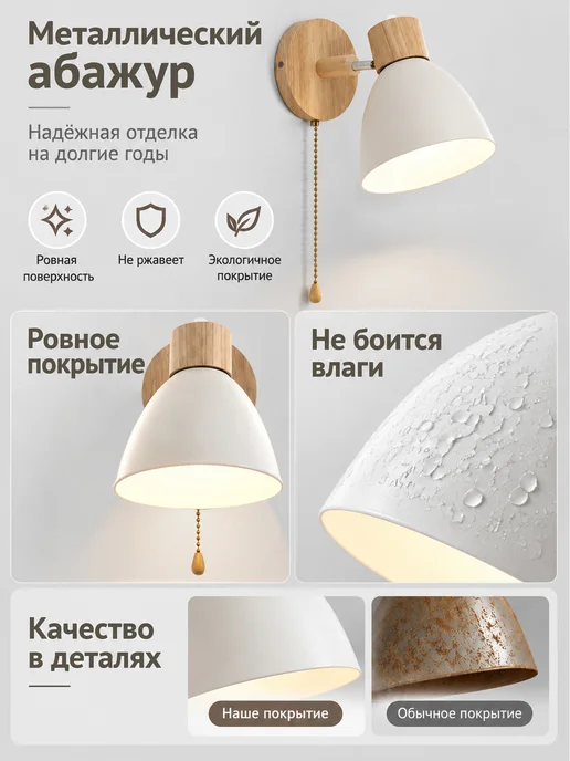 SLD-LIGHT Светильник настенный с выключателем в спальню,бра, белый, фото 4