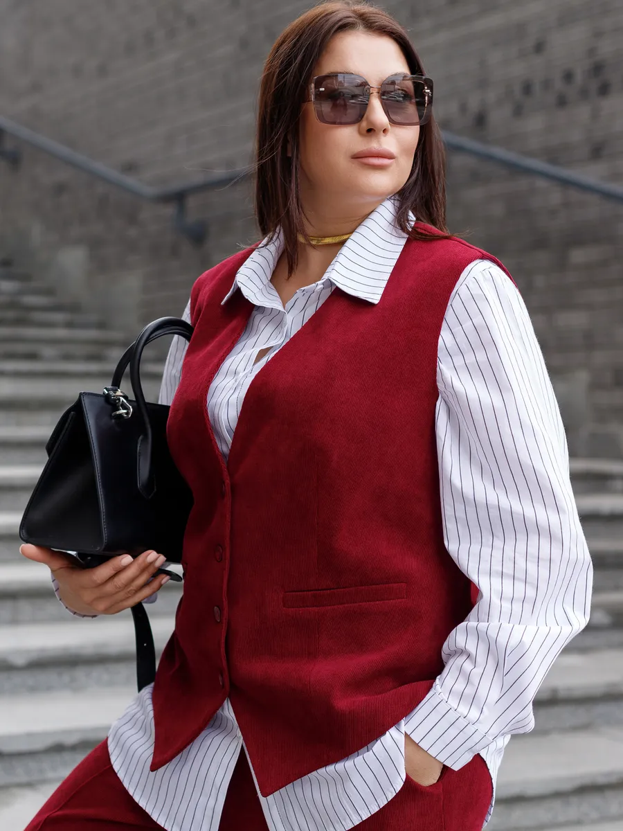 Офисный жилет вельветовый большие размеры