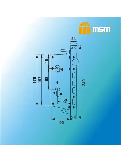 MSM Locks Замок на дверь для китайских дверей ML68 60T CP, серый, фото 4